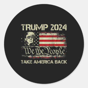 Sticker Rond Trump 2024 Redonner à l'Amérique le drapeau améric
