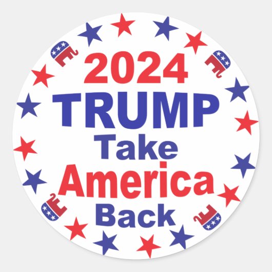Sticker Rond TRUMP 2024 Reprendre l'Amérique (Devant)