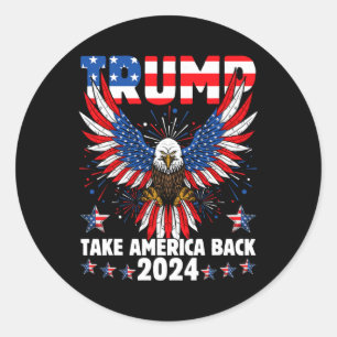 Sticker Rond Trump 2024 Reprendre l'Amérique Drapeau américain 