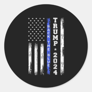 Sticker Rond Trump 2024 Retour La Ligne Bleue Légère Bleue Amér