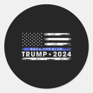 Sticker Rond Trump 2024 Retour La Ligne Bleue Légère Bleue Amér