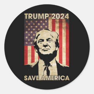 Sticker Rond Trump 2024 Sauvez l'Amérique Amérique - Drapeau Él