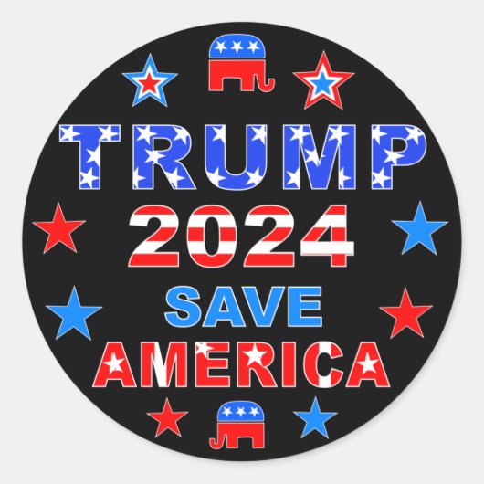 STICKER ROND TRUMP 2024 SAVE AMERICA (Devant)