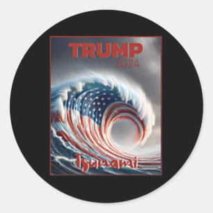 Sticker Rond Trump 2024 Vague Rouge Tsunami Élection Américaine