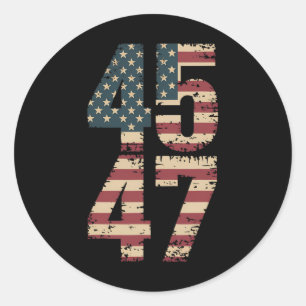Sticker Rond Trump 2024 Vintage 45 47
