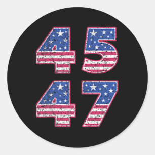Sticker Rond Trump 2024 Vintage 45 47 Amérique Drapeau Tee For