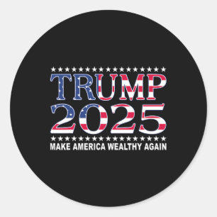 Sticker Rond Trump 2025 Drapeau États-Unis Rendre l'Amérique Ri