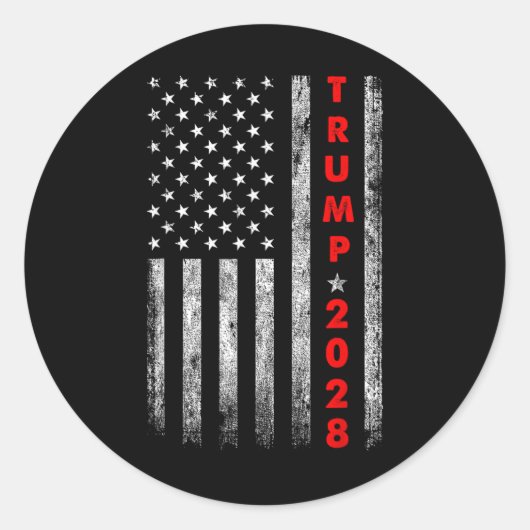 Sticker Rond Trump 2028 Vote Donald Trump America Drapeau améri (Devant)