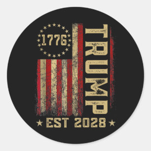 Sticker Rond Trump 2028 Vote Donald Trump America Drapeau améri