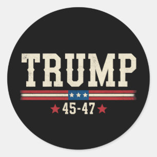 Sticker Rond Trump 45 47 États-Unis Drapeau rétro Vintage