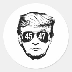 Sticker Rond Trump 45 47 Sungles Patriotiques Troublés Trump 20
