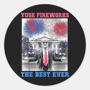 Sticker Rond Trump 4 juillet Yuge Feu d'artifice Usa Drapeau So