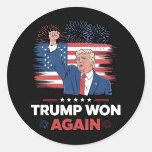 Sticker Rond Trump a encore gagné Président 47 USA Vintage