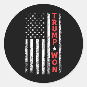 Sticker Rond Trump a gagné l'élection 2025 Drapeau Usa