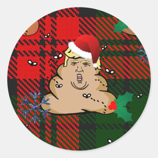 Sticker Rond trump à la décharge de noël (Devant)