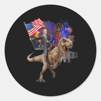 Sticker Rond Trump À L'Époque D'Un Dinosaure T-rex Soutien À Tr