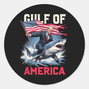 Sticker Rond Trump America Shark Gulf Of Usa 2025