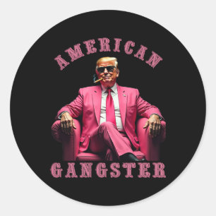 Sticker Rond Trump American Gangster 47ème président drôle