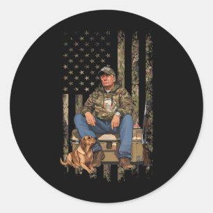 Sticker Rond Trump avec canard canard sauvagine chasse Camo Pré