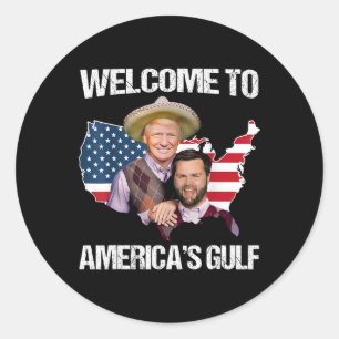 Sticker Rond Trump Bienvenue à Trump Vance Brothe dans le Golfe