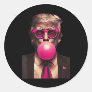 Sticker Rond Trump Bubble Gum drôle