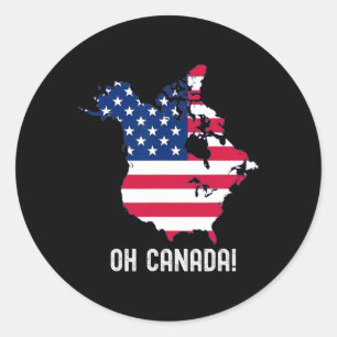 Sticker Rond Trump Canada États-Unis 51e carte d'État Drapeau a