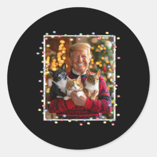 Sticker Rond Trump Chandail de Noël Chat Chien Écureuil Pet Lov