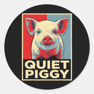 Sticker Rond Trump Cochon Silencieux Drôle Mème Politique Rétro