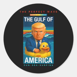 Sticker Rond Trump Coloré Drôle Dans Le Golfe Des États-Unis Am