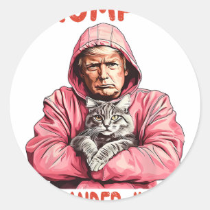 Sticker Rond Trump Commandant En Chat Drôle Chat Et Trump