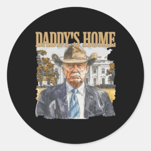 Sticker Rond Trump Cowboy La maison du papa de l'Ouest ramènent