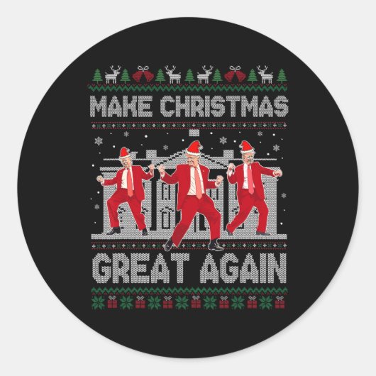 Sticker Rond Trump Danser Rendre Noël merveilleux Noël Noël Noë (Devant)