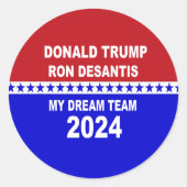 Sticker Rond Trump DeSantis 2024 My Dream Team (Devant)