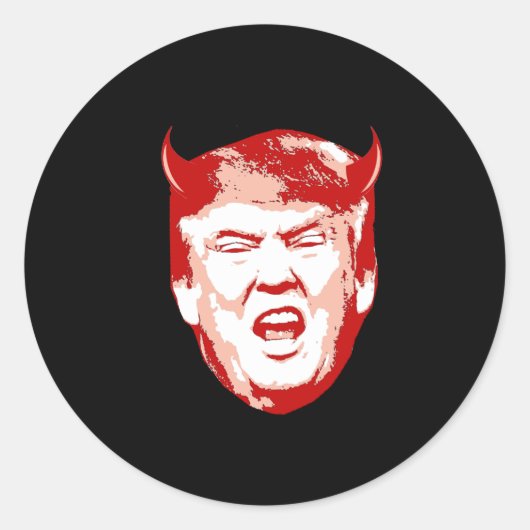 Sticker Rond Trump Diable Head - Anti-Trump - (Devant)