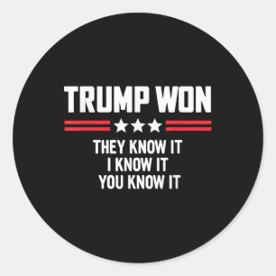 Sticker Rond Trump Drôle A Gagné Ils Le Savent Je Le Sais Vous 