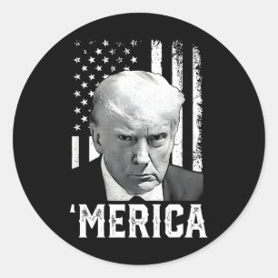 Sticker Rond Trump est heureux 4 juillet Trump Dons du drapeau