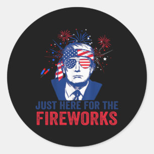 Sticker Rond Trump est juste ici pour les feux d'artifice drôle
