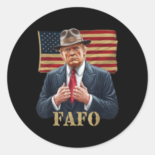 Sticker Rond Trump Fafo F Around Découvrez-nous Drapeau Vintage