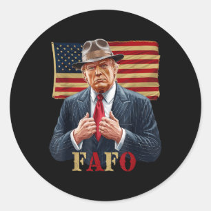 Sticker Rond Trump Fafo F autour Découvrez-nous Drapeau Vintage