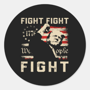 Sticker Rond Trump Fight Fight Fight 1776 We The People Flag Tr