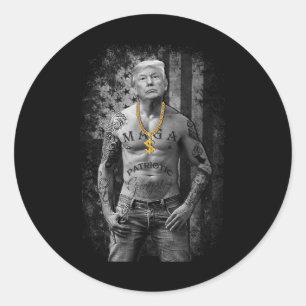 Sticker Rond Trump Gangster patriotique - Républicain anti-libé