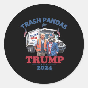Sticker Rond Trump Garbyge Trash Pandas For Trump 2024