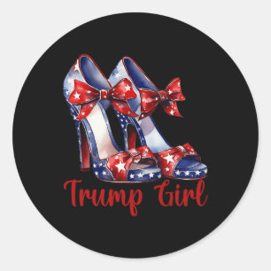 Sticker Rond Trump Girl High Heel Stilettos Drapeau américain T