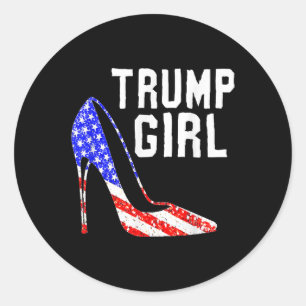 Sticker Rond Trump Girl Trump Élection 2025 Drapeau américain