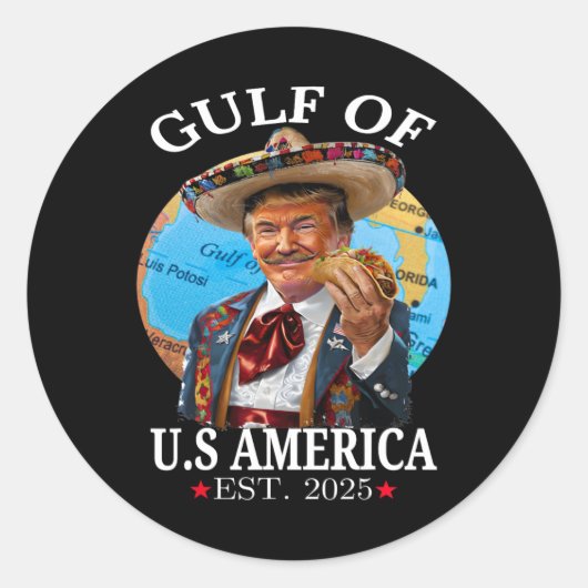 Sticker Rond Trump Golfe des États-Unis Amérique 2025 Trump Mer (Devant)
