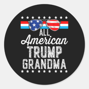 Sticker Rond Trump, grand-mère américaine, drapeau américain, s