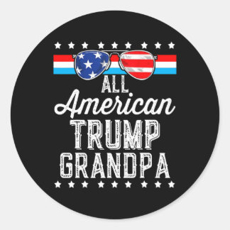 Sticker Rond Trump Grand-père américain Drapeau américain Sungi