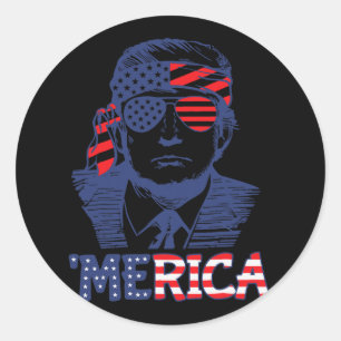 Sticker Rond Trump Happy 4 juillet Trump American Flag 3