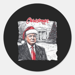 Sticker Rond Trump humoristique Je serai à la maison pour Noël