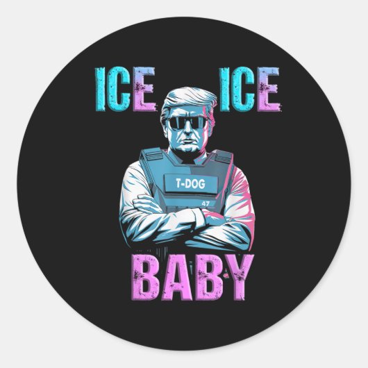 Sticker Rond Trump Ice Ice Baby Lb37 (Devant)